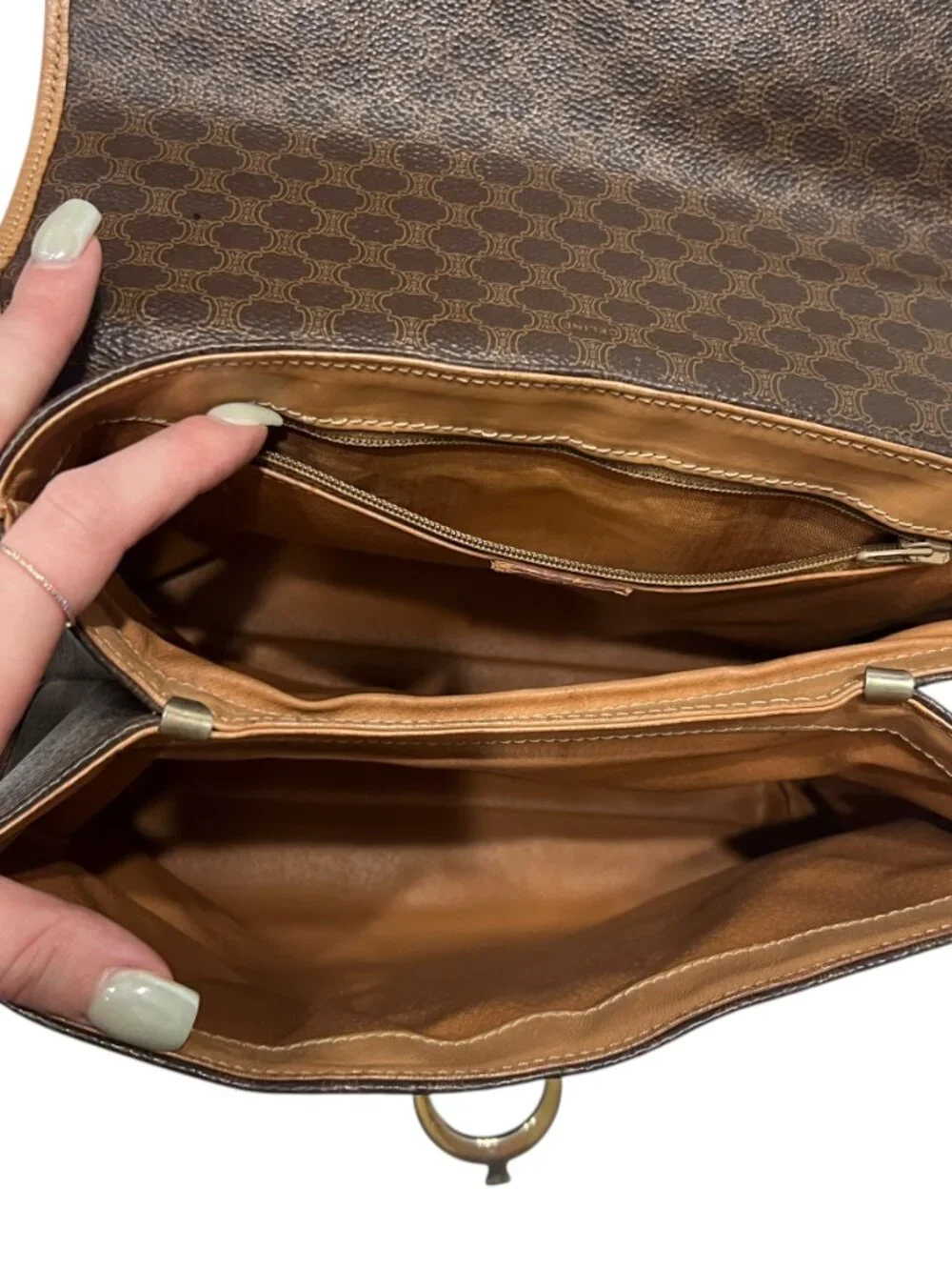 Celine VINTAGE Brown Monogram Macadam Handbag - Picture 10 of 16